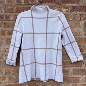 Tahari white and tan striped sweater